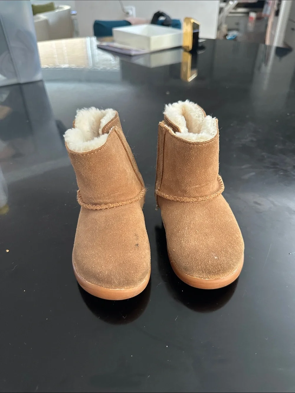 UGG Kids Chestnut Suede Boot with Cream Shearling
